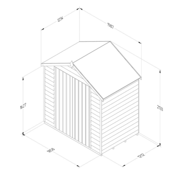 Shed Overlap P/ Treated 6 x 4ft Apex No Window