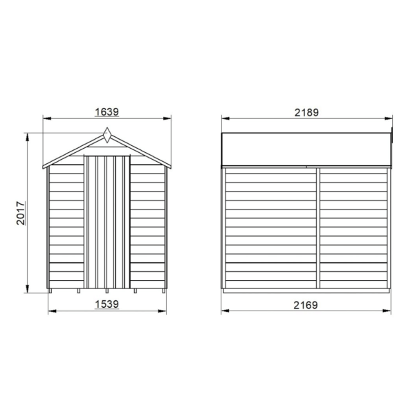 Apex Shed Overlap Pressure Treated 7ft x 5ft No Window