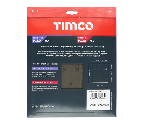 Timco Wet & Dry Sanding Sheets Mixed 280mm (180)