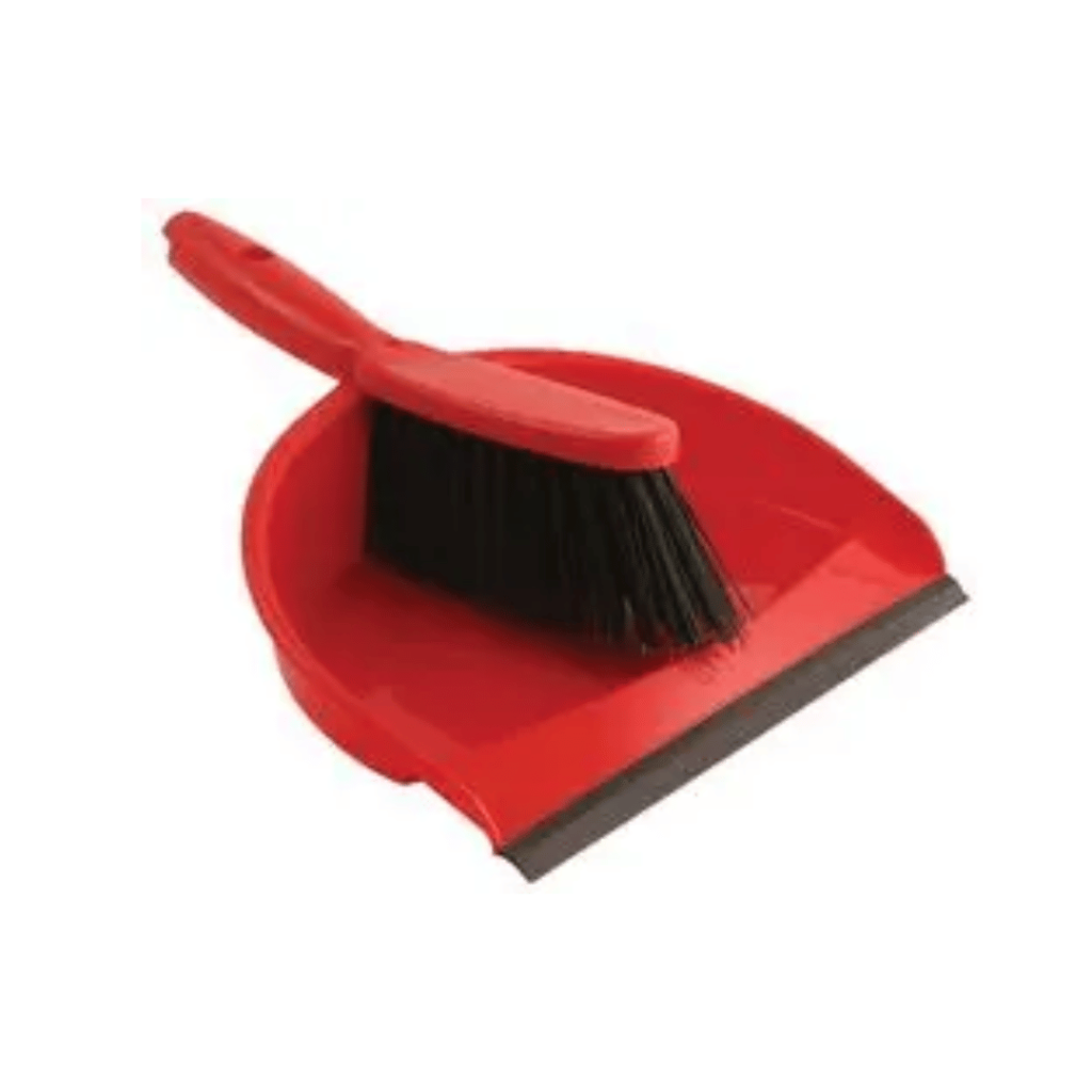 Soft Bristle Dust Pan & Brush Red — Hancocks Building