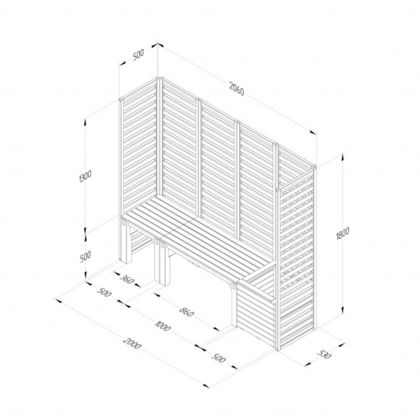 Modular Garden Seating V2 1800mm x 2060mm x 530mm