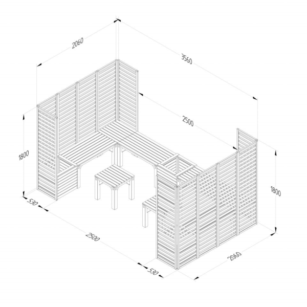 Modular Garden Seating V5 1800mm x 3560mm x 2060mm