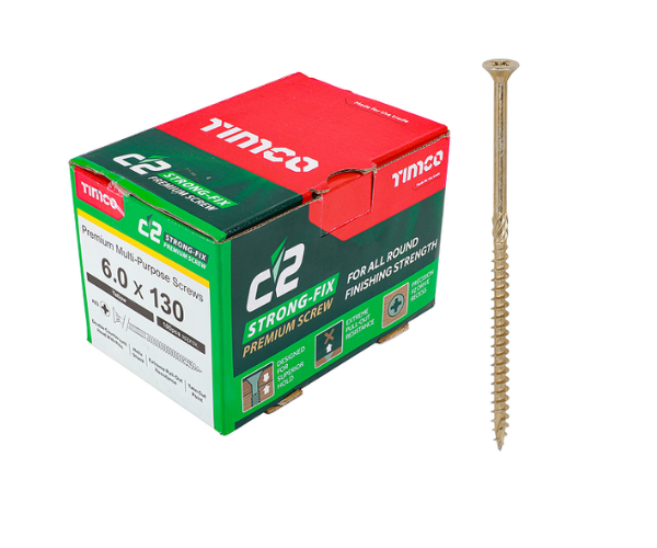 C2 Strong Fix Screw 6 x 130mm Box (100)